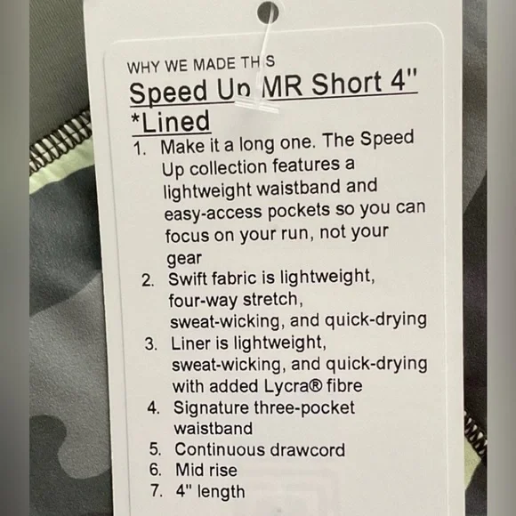 Lululemon Speed Up MR Short 4” *Lined - Size 6 - Mid Rise